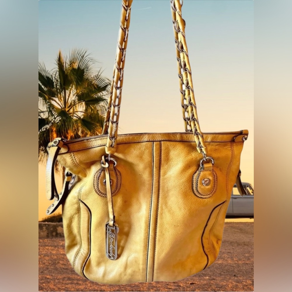 B. Makowsky Pebbled Leather Tote in Maize